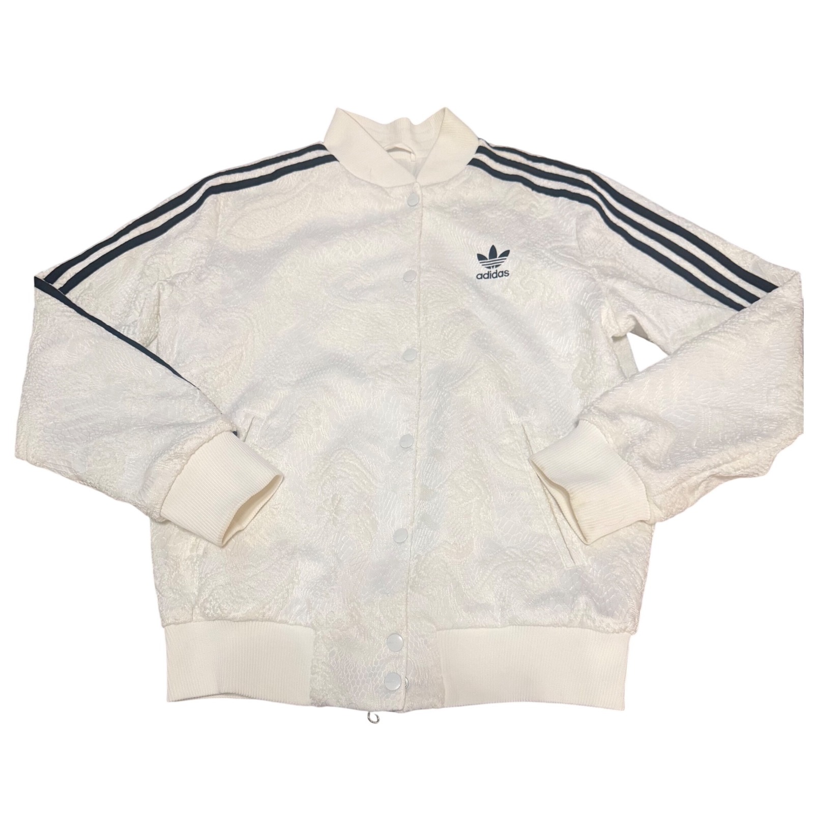 Adidas Originals Adicolor White Floral Lace Track Jacket Trefoil Bomber Womens M